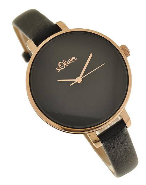 s.Oliver Damenuhr SO-3584-LQ Leder schwarz Analog UVP:79,95€ NEU 11211