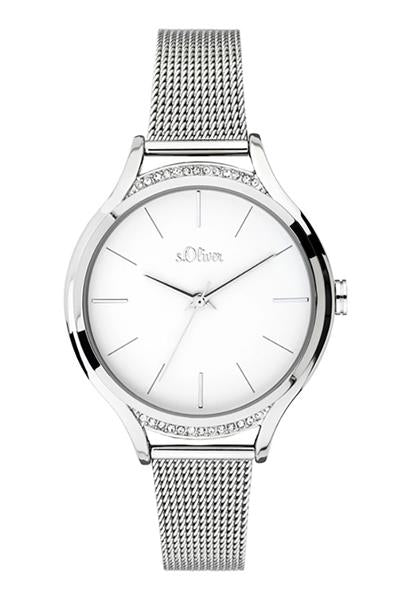 s.Oliver Damenuhr SO-3694-MQ Metall silber Analog UVP:89,95€ NEU 11212