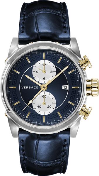 Orig. Versace Herrenuhr VEV4002 Leder blau Datum Analog UVP:1390,-€ NEU 13898