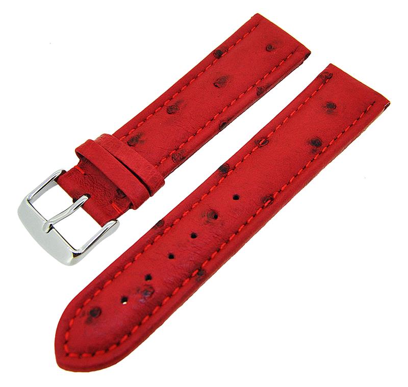 Uhrenarmband Straußenleder stark gepolstert Stegbreiten 18mm-22mm Farbe wählbar