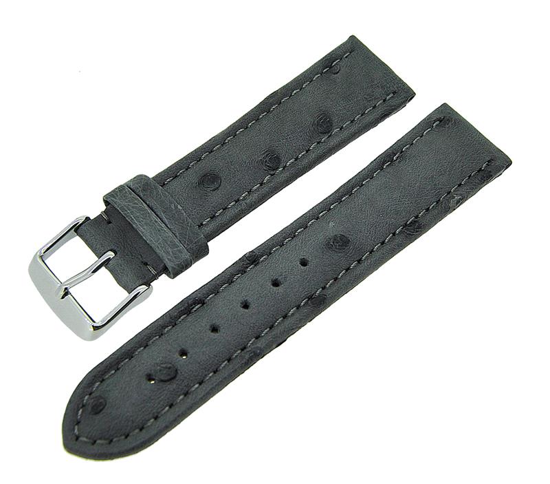 Uhrenarmband Straußenleder stark gepolstert Stegbreiten 18mm-22mm Farbe wählbar