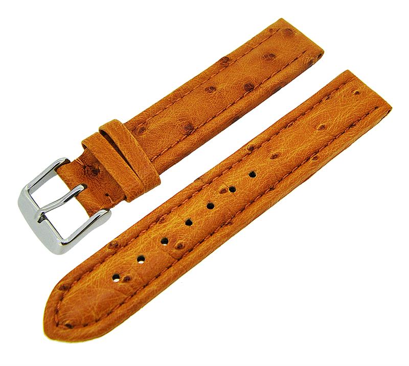 Uhrenarmband Straußenleder stark gepolstert Stegbreiten 18mm-22mm Farbe wählbar