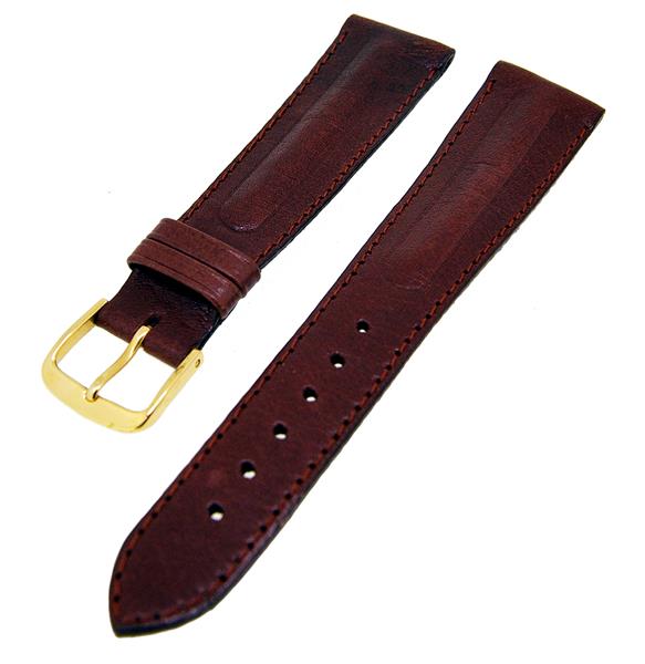 Uhrenarmband Lederband Rot 20mm gepolstert Dornschließe Gold NEU 14142