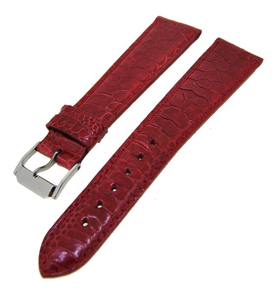 Uhrenarmband Lederband Dunkelrot Glänzend Kroko 20mm Dornschließe Silber 14184