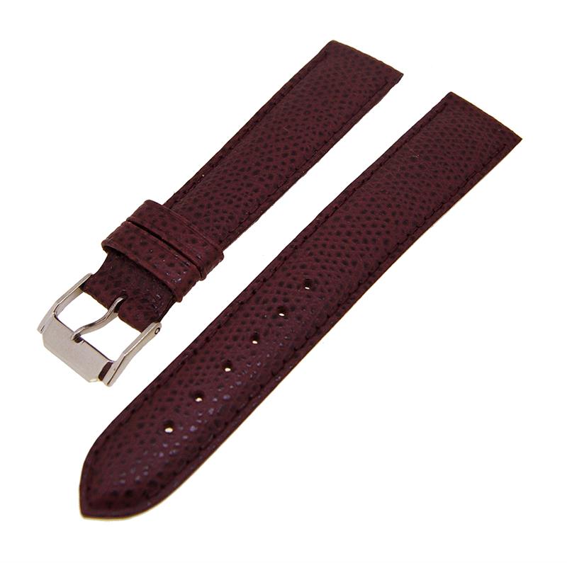 Uhrenarmband Lederband Bordeaux Ton in Ton 16mm Dornschließe Silber 14214