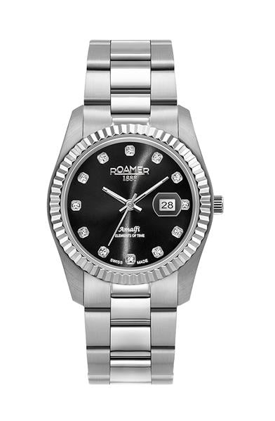 ROAMER Damenuhr 852844 41 59 20 edler Stahl silber Datum UVP:349,-€ NEU 14227