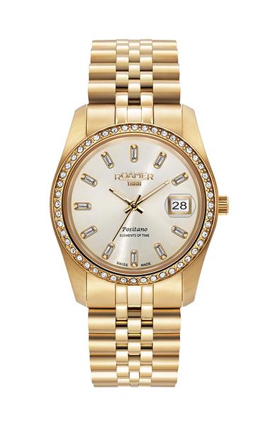 ROAMER Damenuhr 853858 48 39 20 edler Stahl gold Datum UVP:389,-€ 14234