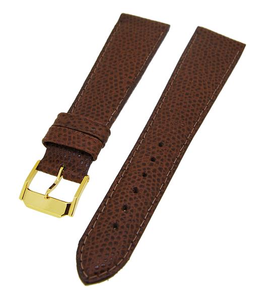 Uhrenarmband Lederband Dunkelbraun Ton in Ton 18mm Dornschließe Gold 14243