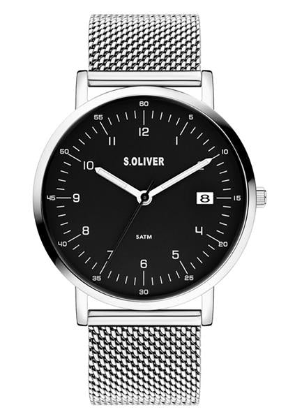 Orig. s.Oliver Herrenuhr SO-4292-MQ edler Stahl silber Datum UVP:99,95€ 14272