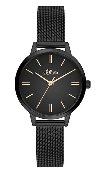 Orig. s.Oliver Damenuhr SO-3807-MQ edler Stahl schwarz Analog UVP:99,95€ 14336