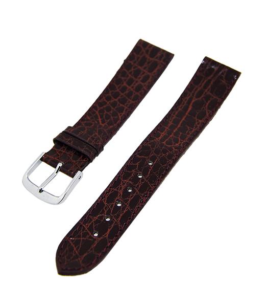 Uhrenarmband Lederband Bordeuax Rot TiT Kroko 18mm Dornschließe Silber 14392