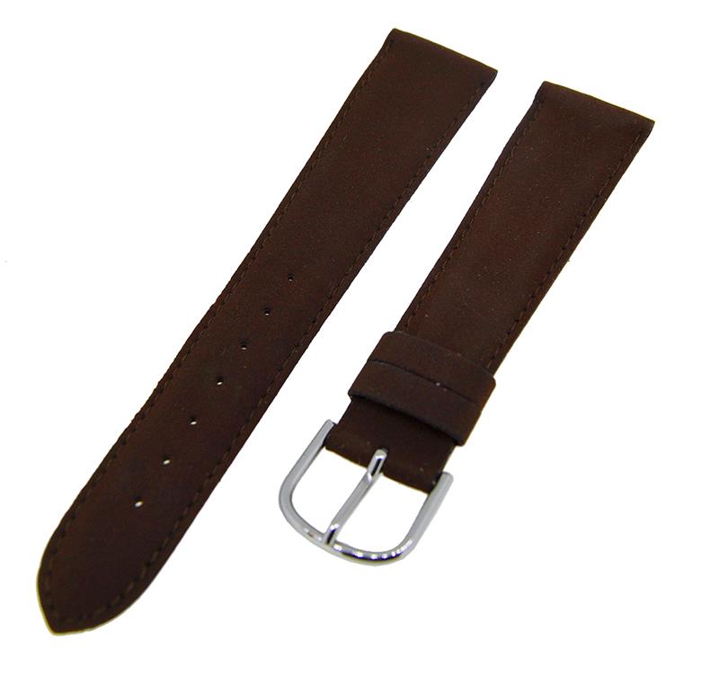 Uhrenarmband Lederband Dunkelbraun glatt 20mm Dornschließe Silber 14418