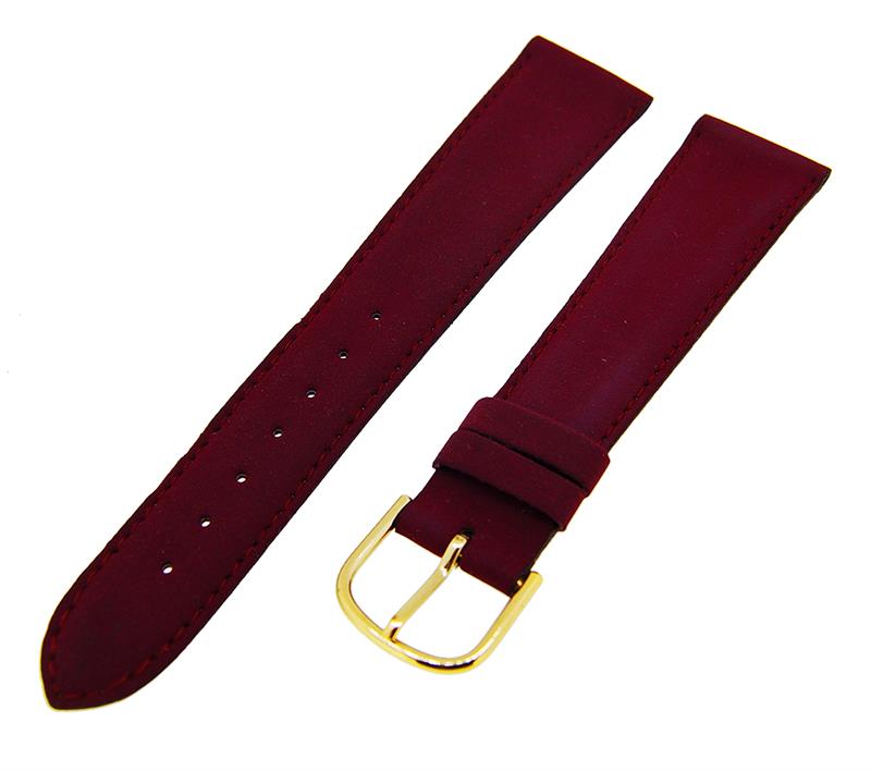 Uhrenarmband Lederband Weinrot glatt 20mm Dornschließe Gold 14419