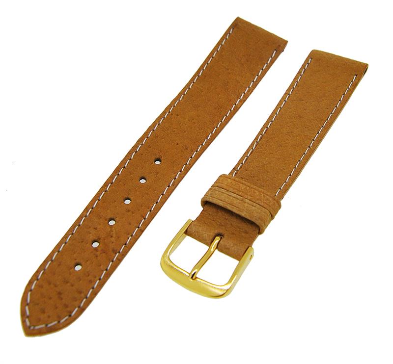 Uhrenarmband Lederband Hellbraun glatt 16mm Dornschließe Gold 14420