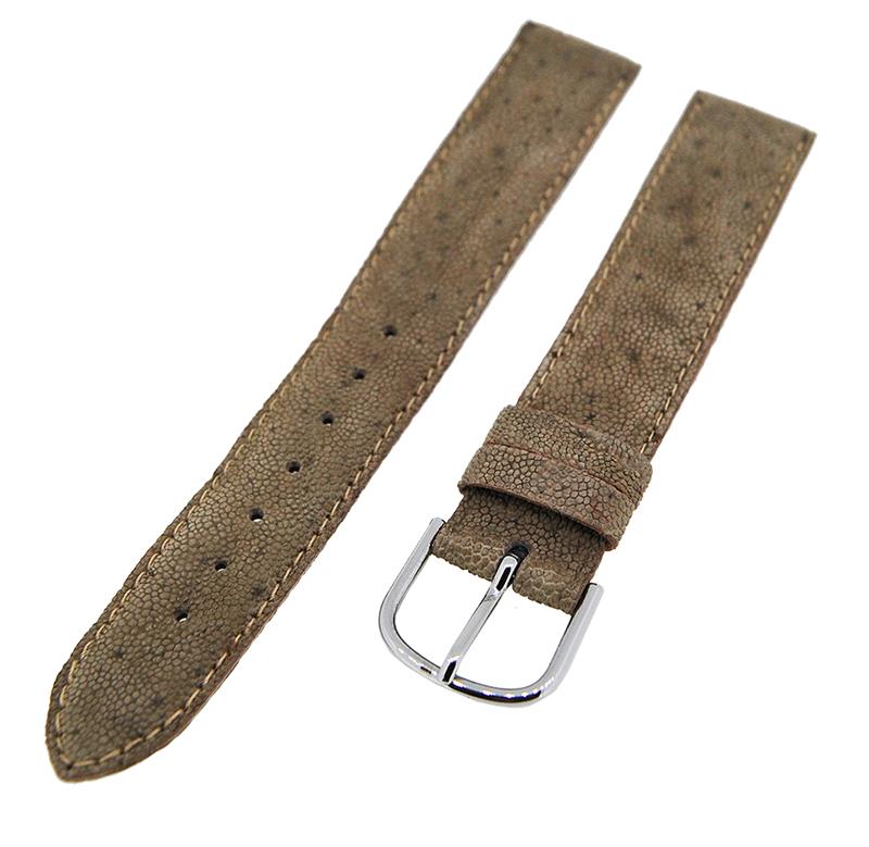 Uhrenarmband Lederband Grau weich glatt 16mm Dornschließe Gold 14422