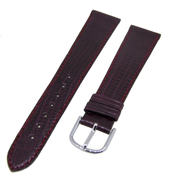 Uhrenarmband Lederband Bordeaux 19mm Dornschließe Silber Ersatzband NEU 14514