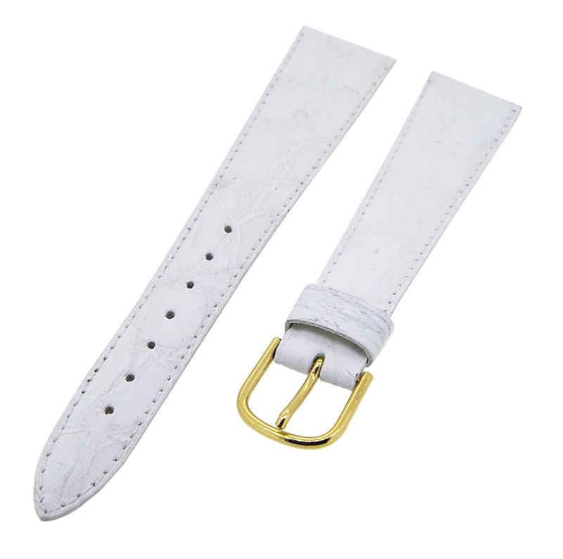 Uhrenarmband Lederband Weiß 17mm Dornschließe Gold Ersatzband NEU 14538