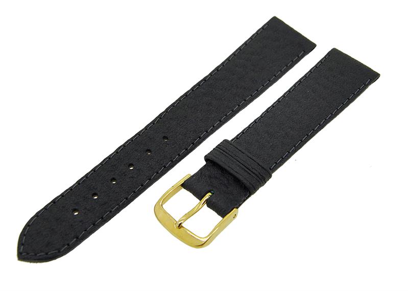 Uhrenarmband Lederband Grau 20mm Dornschließe Gold Ersatzband gepolstert 14575