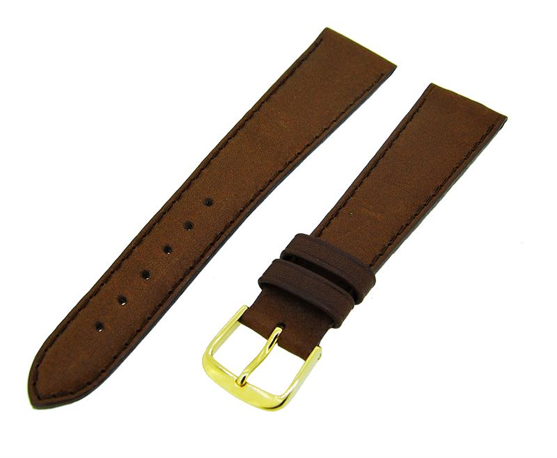 Uhrenarmband Lederband Braun 20mm Dornschließe Gold Ersatzband NEU 14588