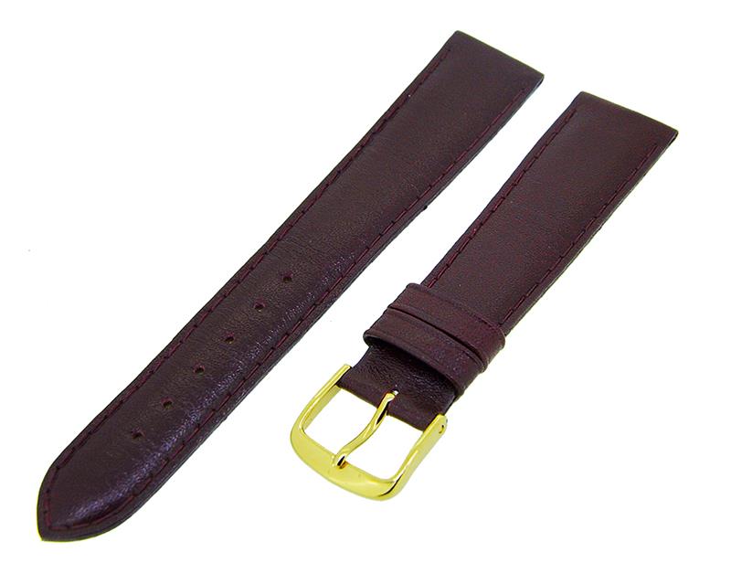 Uhrenarmband Lederband Aubergine 20mm Dornschließe Silber Ersatzband 14592