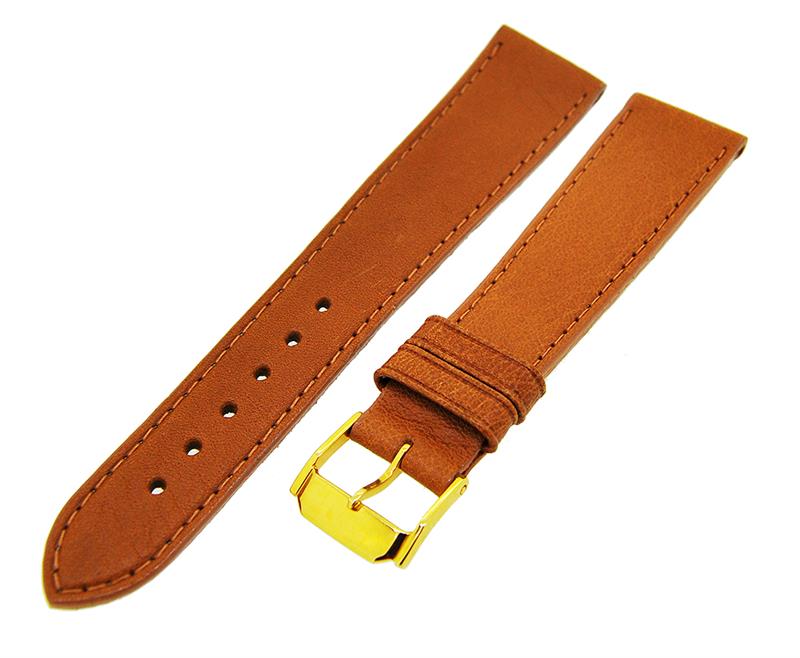 Uhrenarmband Lederband Braun 18mm Dornschließe Gold Ersatzband 14601