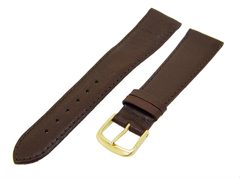 Uhrenarmband Lederband Dunkelbraun 20mm Dornschließe Gold Ersatzband 14604