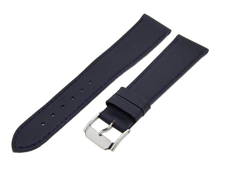 Uhrenarmband Lederband Blau 20mm Ton in Ton Dornschließe Silber Ersatzband 14610