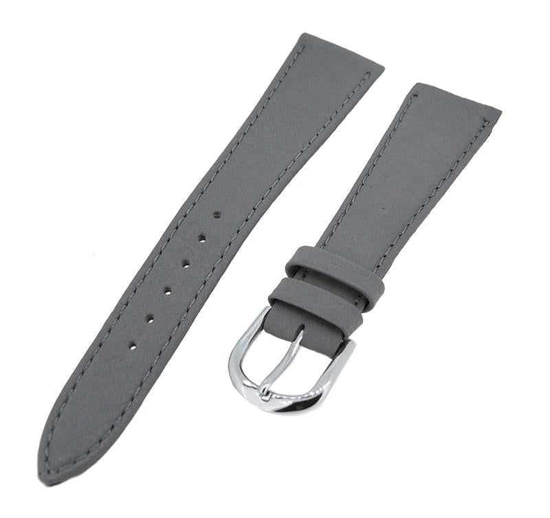 Uhrenarmband Lederband Grau 20mm Ton in Ton Dornschließe Silber Ersatzband 14613