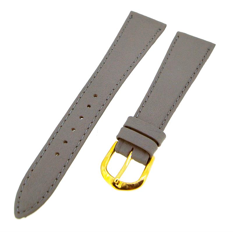 Uhrenarmband Lederband Grau 18mm Ton in Ton Dornschließe Gold Ersatzband 14614