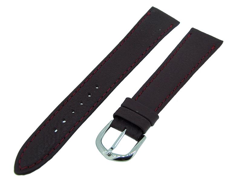 Uhrenarmband Lederband Bordeaux 18mm Ton in Ton Dornschließe Silber Ersatzband 14616