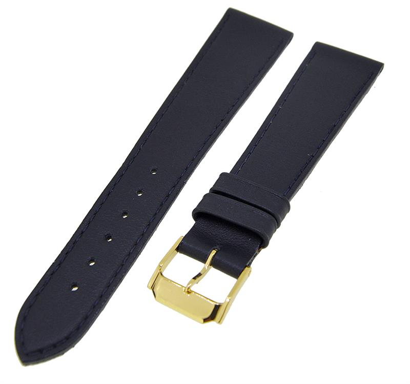 Uhrenarmband Lederband Dunkelblau 20mm TiT Dornschließe Gold Ersatzband 14689