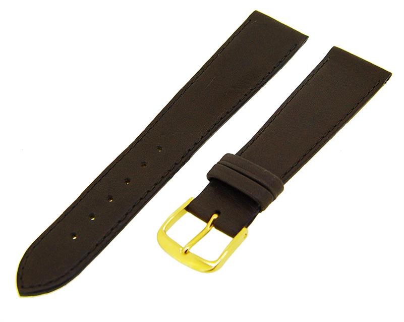 Uhrenarmband Lederband Dunkelbraun 20mm TiT Dornschließe Gold Ersatzband 14693