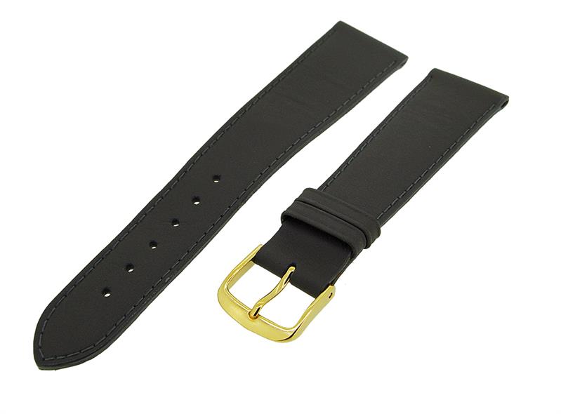 Uhrenarmband Lederband Dunkelgrau 20mm TiT Dornschließe Gold Ersatzband 14696