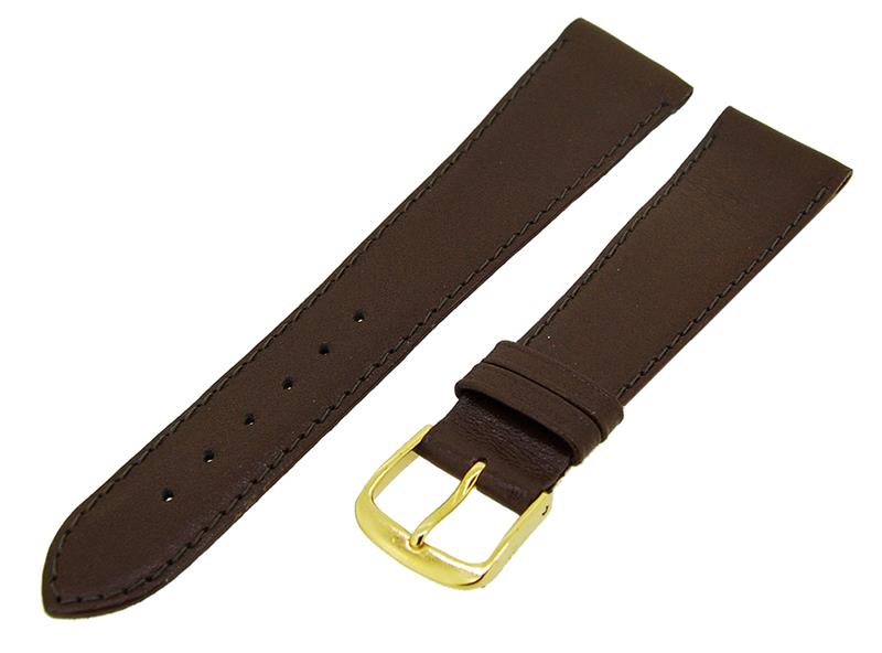 Uhrenarmband Lederband Dunkelbraun 20mm TiT Dornschließe Gold Ersatzband 14697