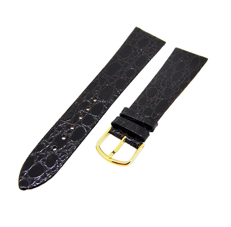 Uhrenarmband Leder Dunkelbraun 20mm ohne Naht Dornschließe Gold Ersatzband 14730