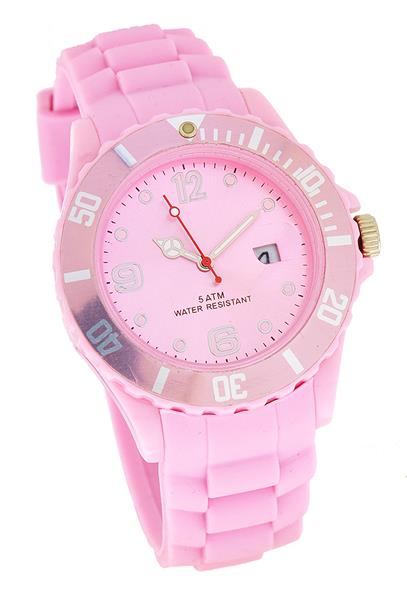 Damenuhr Silikon rosa DATUM Analoguhr Quarz 5ATM Armbanduhr NEU 14772