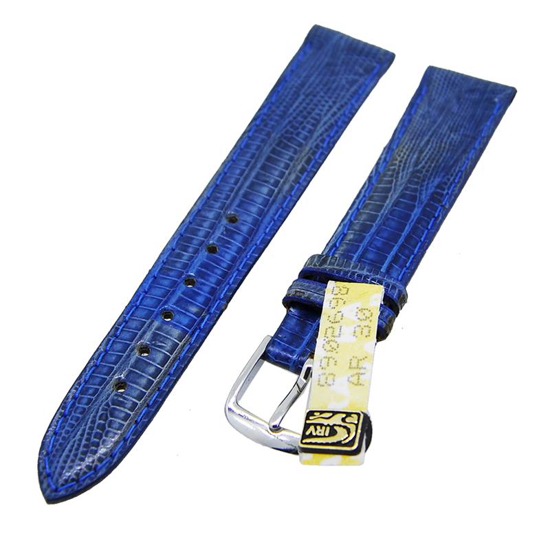 Uhrenarmband Leder Blau 16mm blaue Naht Dornschließe Silber IRV Zertifikat 14779