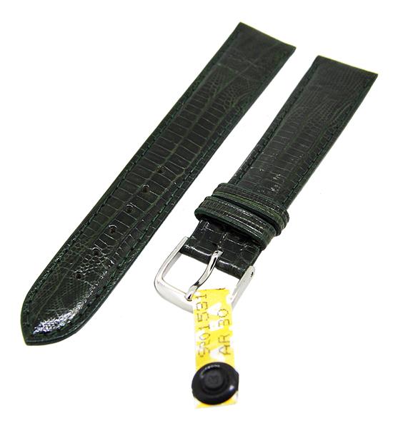 Uhrenarmband Leder Grün 18mm Ton in Ton Dornschließe Silber IRV Zertifikat 14782