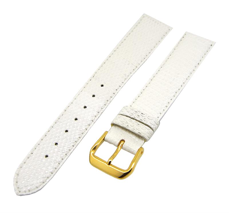 Uhrenarmband Leder weiß 18mm Ton in Ton Dornschließe Gold Ersatzband 14786