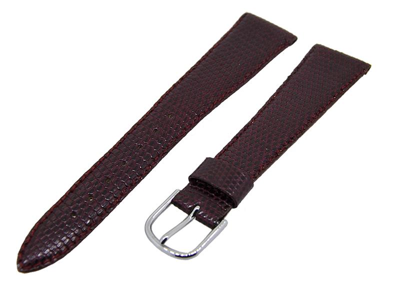 Uhrenarmband Leder Bordeaux 20mm Ton in Ton Dornschließe Silber Ersatzband 14787