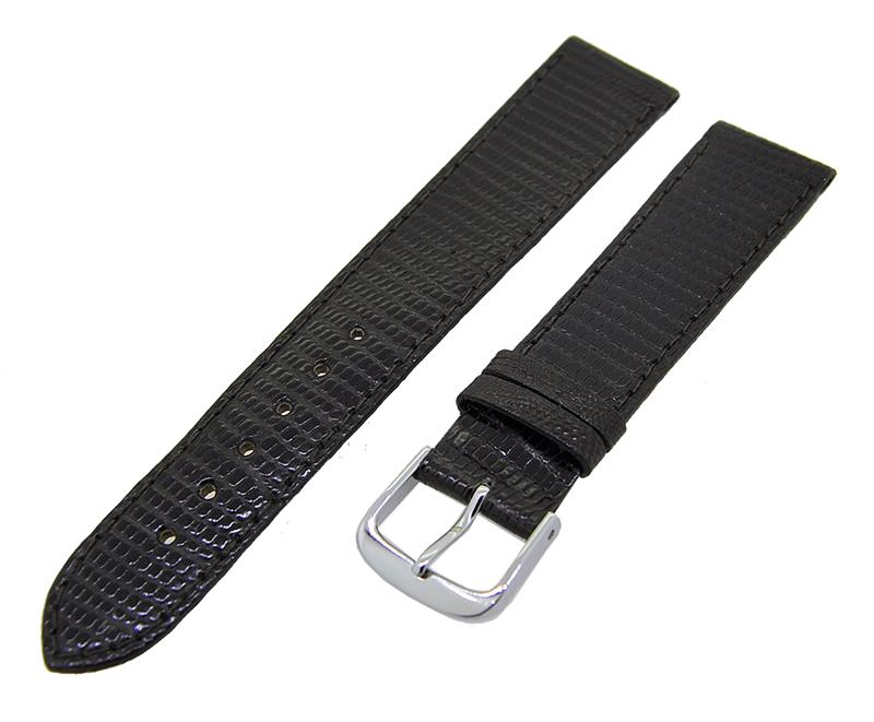 Uhrenarmband Leder Dunkelbraun 18mm Ton in Ton Dornschließe Silber Ersatzband 14803