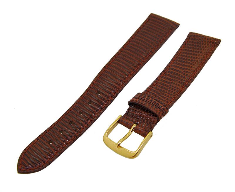 Uhrenarmband Leder Braun 18mm Ton in Ton Dornschließe Gold Ersatzband 14806