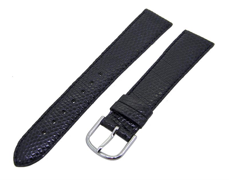 Uhrenarmband Leder Dunkelblau 19mm Ton in Ton Dornschließe Silber Ersatzband 14808
