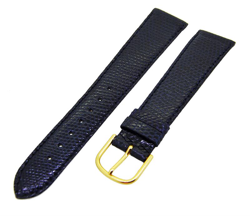 Uhrenarmband Leder Dunkelblau 20mm Ton in Ton Dornschließe Gold Ersatzband 14811