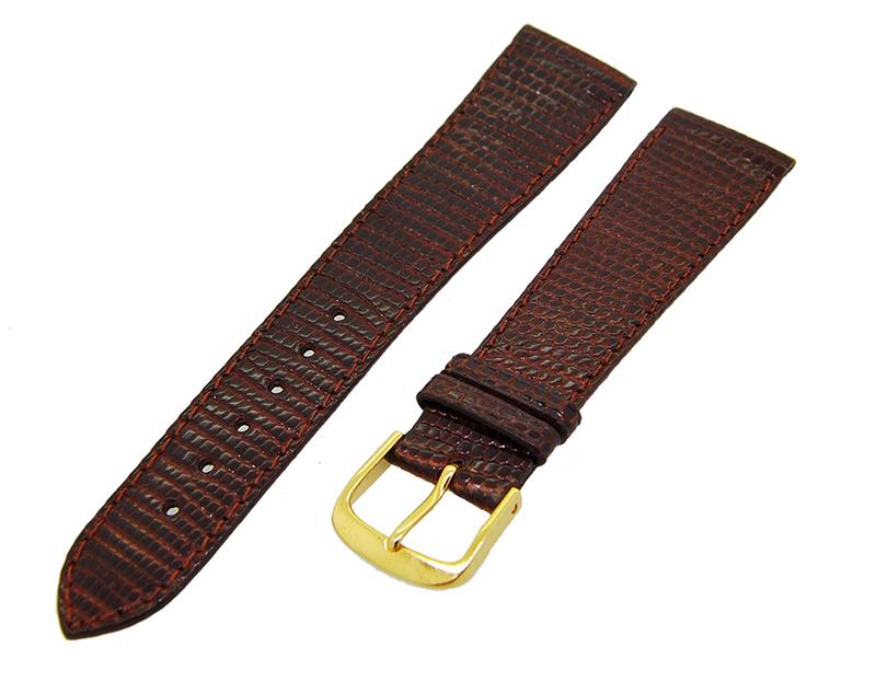 Uhrenarmband Leder Braun 20mm Ton in Ton Dornschließe Gold Ersatzband 14812