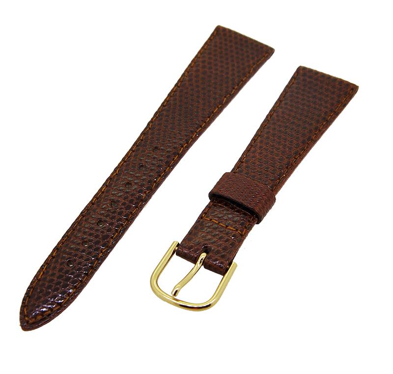 Uhrenarmband Leder Braun 20mm Ton in Ton Dornschließe Gold Ersatzband 14814