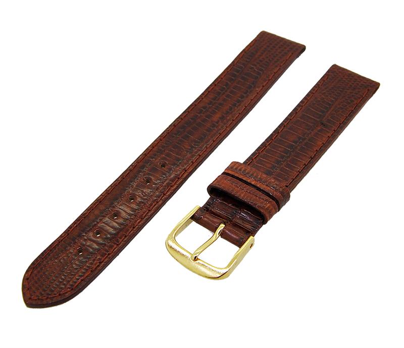 Uhrenarmband Leder Braun 16mm Ton in Ton Dornschließe Gold Ersatzband 14816