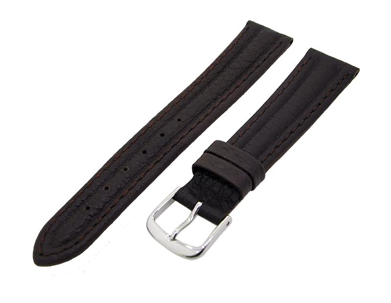 Uhrenarmband Leder Braun 18mm Ton in Ton Dornschließe Silber Ersatzband 14984