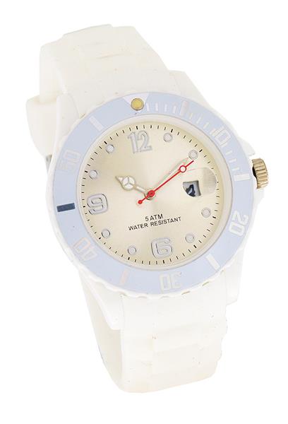 Damenuhr Silikon verschiedene Farben DATUM Analoguhr Quarz 5ATM Armbanduhr