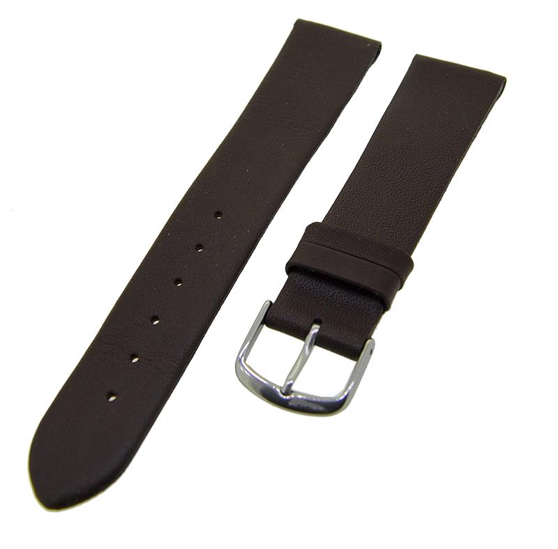 Uhrenarmband Leder Braun 20mm ohne Naht Dornschließe Silber Ersatzband 15011
